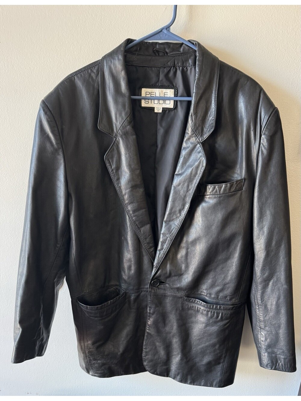 Leather Pelle Studio WOMENS Black Leather Button Close Coat Jacket Medium